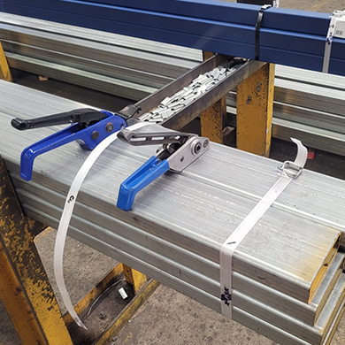 xpak composite strapping securing bundles of metal