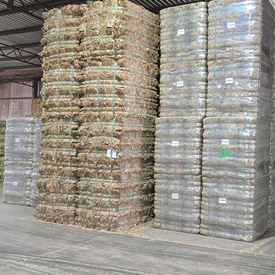 wrapped and packed hay bales