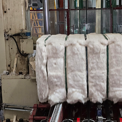 wool bales with PET strapping